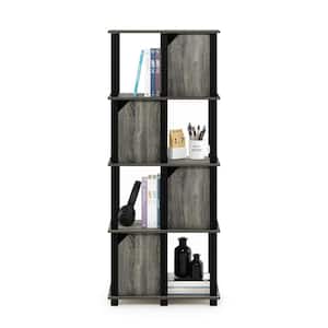 Brahms 57.7 in. French Oak Grey 5-Shelf Etagere Bookcase with 4-Doors