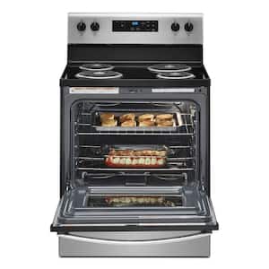 30 in. 4.8 cu.ft. 4-Burner Electric Range with Keep Warm Setting in Stainless Steel with Storage Drawer