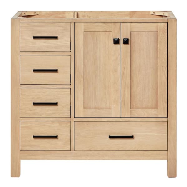 ARIEL Cambridge 36 in. W x 21.5 in. D x 34.5 in. H Single Freestanding Bath Vanity Cabinet without Top in Oak