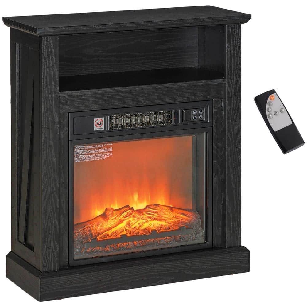 27 in. Black Portable Electric Cabinet Infrared Space Heater with Double Sa
