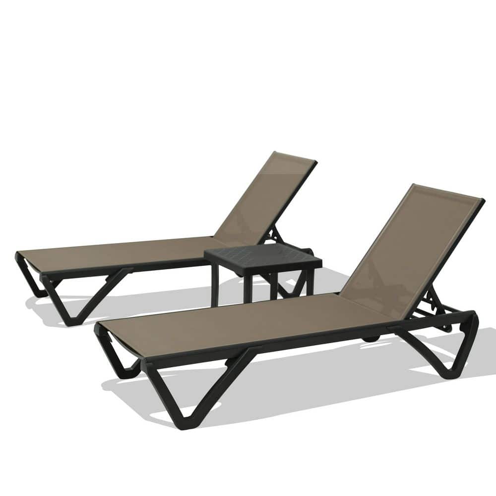 khaki Aluminum Outdoor Lounge Chairs Set of 2 with Side Table price history on PriceWatchPro