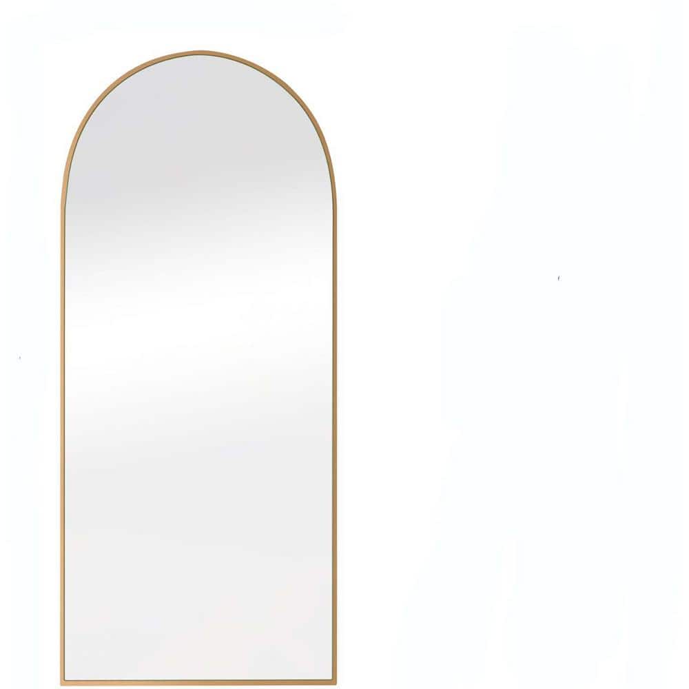 24 in. W x 71 in. H Arch Wooden Framed Gold Mirror Modern Design Standing F