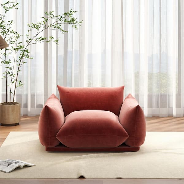 Modern 50 in. Flared Arm Chenille Modular Sofa Single Chair Couch with Thick Cushion in Orange for Apartment Living Room