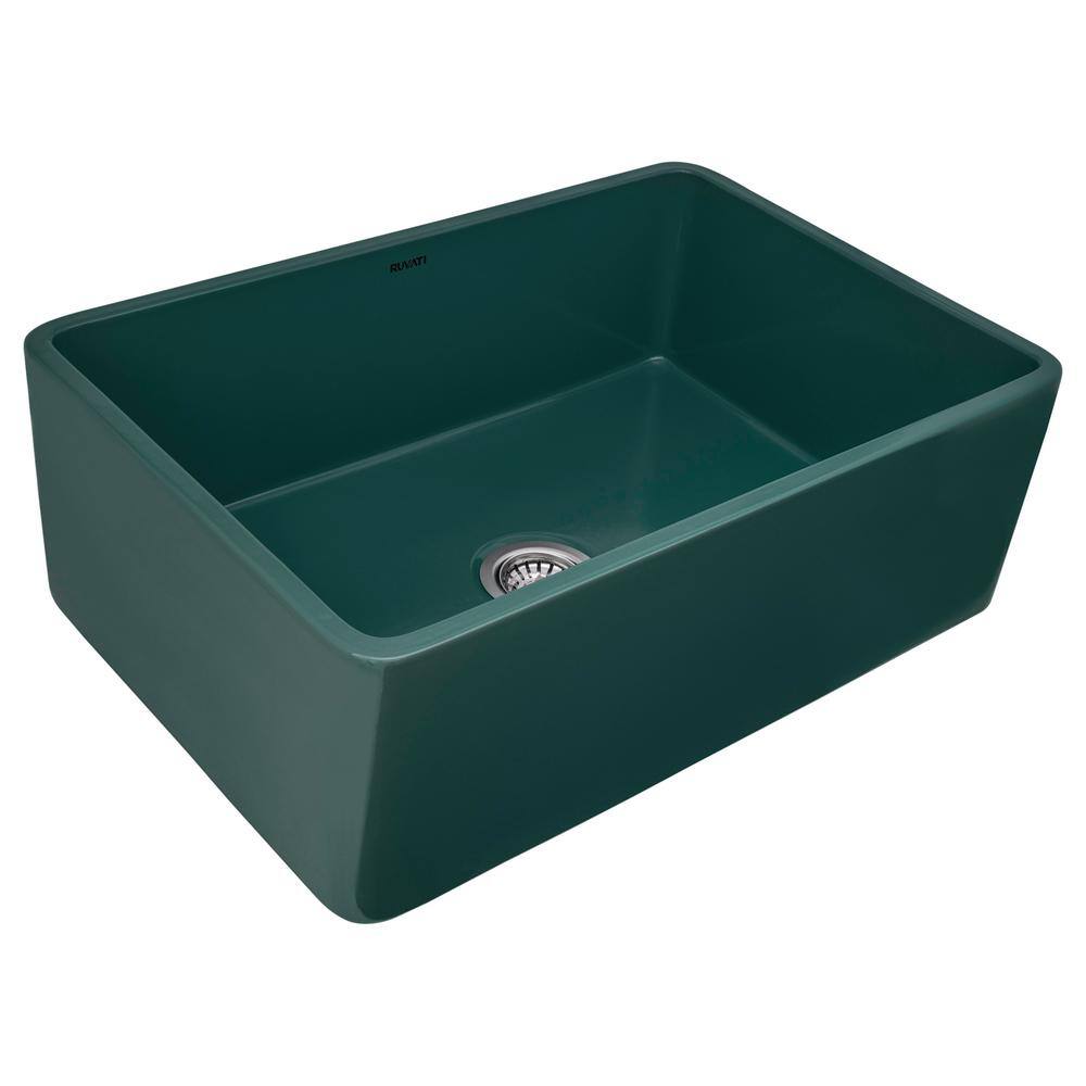 Emerald Green Fireclay Reversible Farmhouse Apron-Front Kitchen Sink