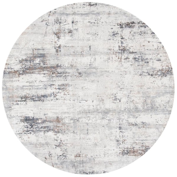SAFAVIEH Amelia Ivory/Gray 7 ft. x 7 ft. Abstract Round Area Rug