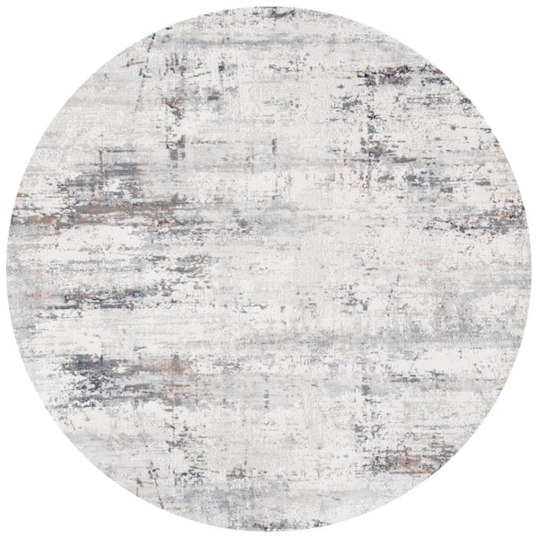 Amelia 8 ft. x 8 ft. Ivory/Gray Abstract Round Rug