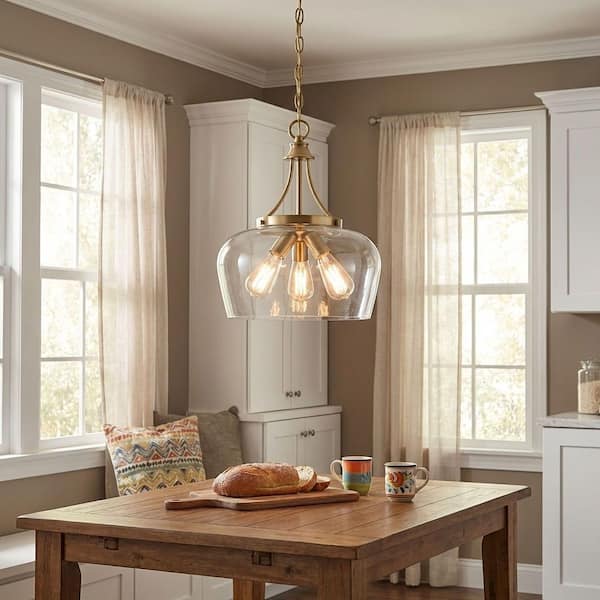 Savoy House Octave 15 in. W x 18 in. H 3-Light Warm Brass Shaded
