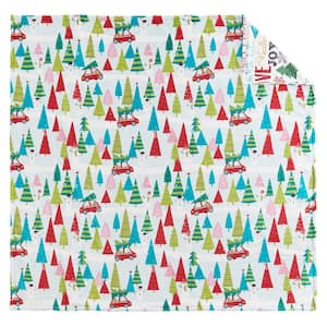 Santa Claus Lane Multicolor Holiday Reversible Polyester Plush Throw Blanket