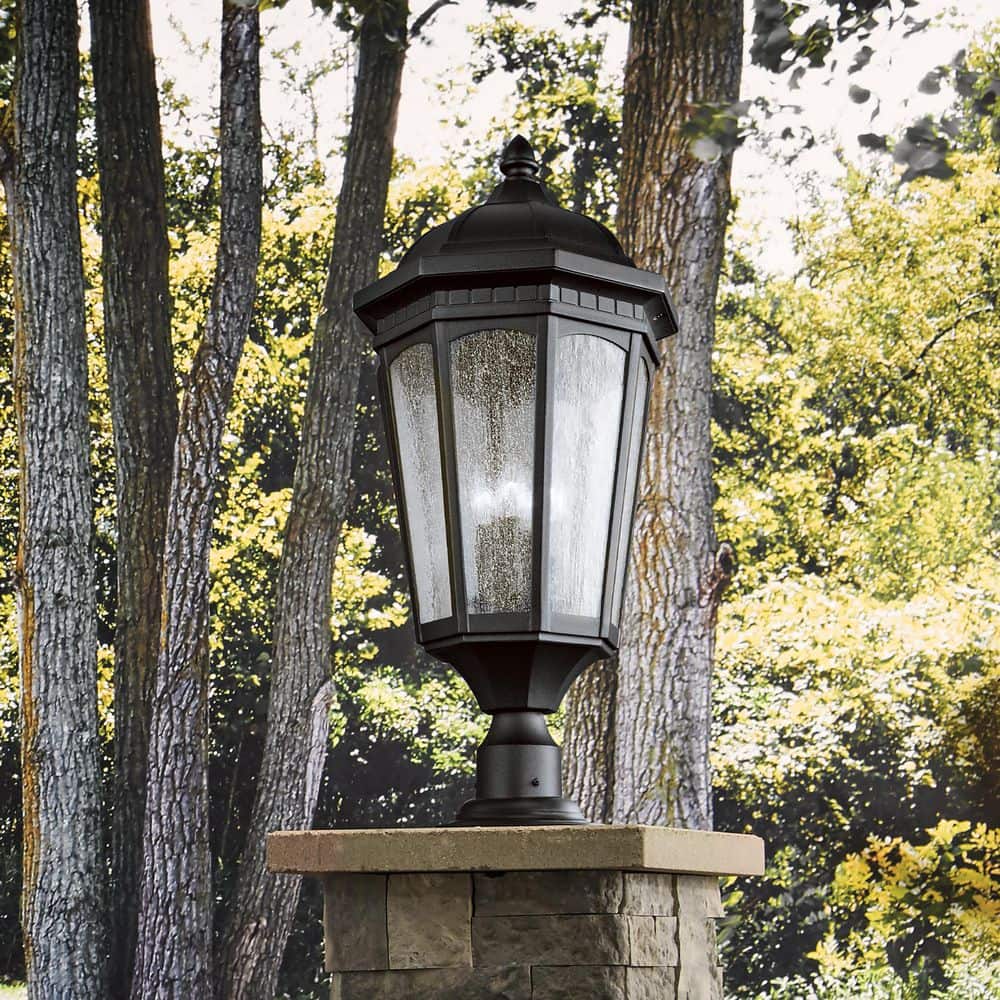 KICHLER Courtyard 3-Light Textured Black Aluminum Hardwired