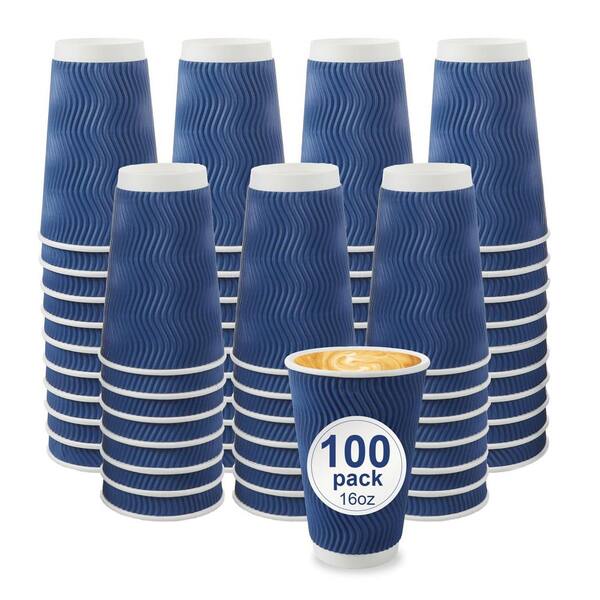 Corrugated Kraft 16 in. Brown Paper Disposable Tableware Disposable Cups 100 Pack Spill-Proof Insulated Hot Cold