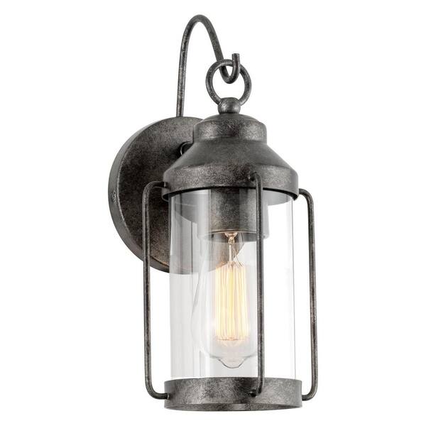 Kira Home Larsen 60-Watt 1-Light Dark Slate Iron Farmhouse Wall Sconce, No Bulb Included