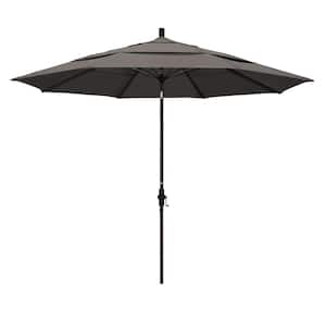 11 ft. Fiberglass Collar Tilt Double Vented Patio Umbrella in Taupe Pacifica