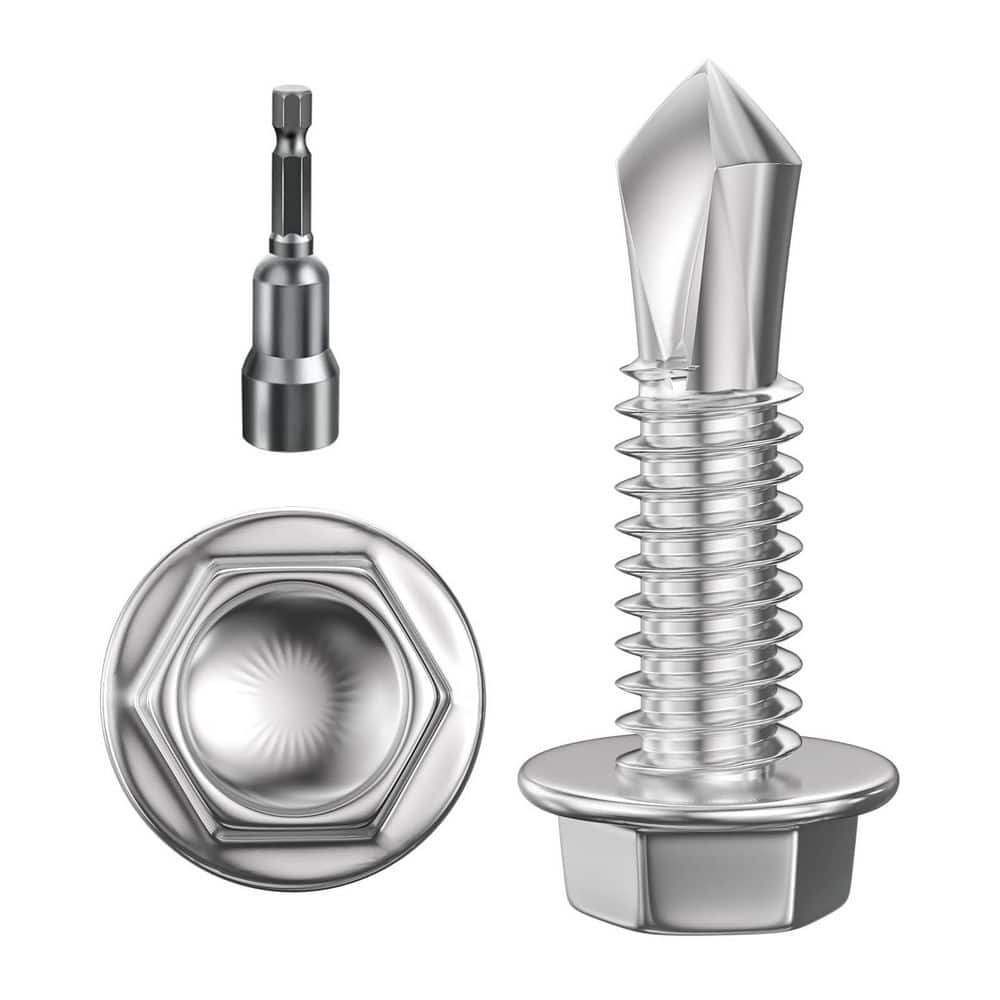 0.75 in. 410-Stainless Steel Metal Sheet Screws, Hex Washer Head Self for Wood, Metal or Other Hard Materials (300-Pack) price history on PriceWatchPro