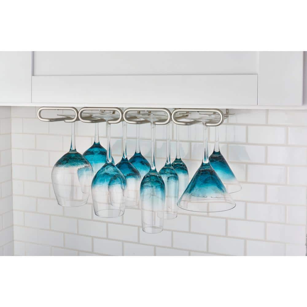 Satin Nickel Under Cabinet Quad Stemware Rack