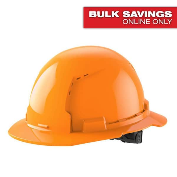 BOLT Orange Type 1 Class C Full Brim Vented Hard Hat with 6 Point Ratcheting Suspension