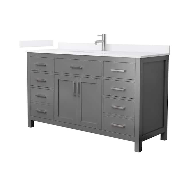 Beckett 60 in. Single Freestanding Dark Gray Bath Vanity with White Quartz Top Unassembled