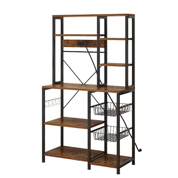 Karl home Brown 5+-Shelf Metal 38.12 in. W Baker's Rack