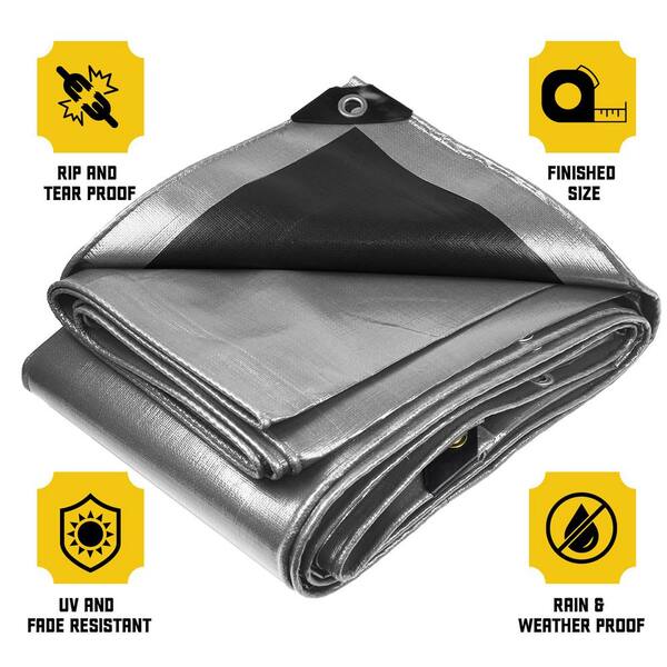 CORE TARPS 30 ft. x 30 ft. Silver/Black 10 Mil Heavy Duty