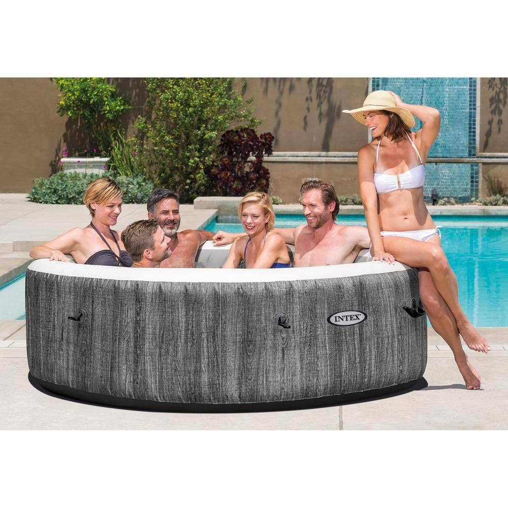 Intex PureSpa Greywood Deluxe 6-Person Inflatable Round Hot Tub