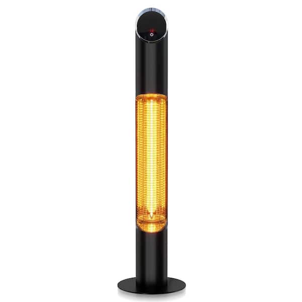 1,500-Watt Electric Patio Heater with 3 Heat Settings & 8H Timer, Standing Tower Heater with Remote for Outdoor Indoor
