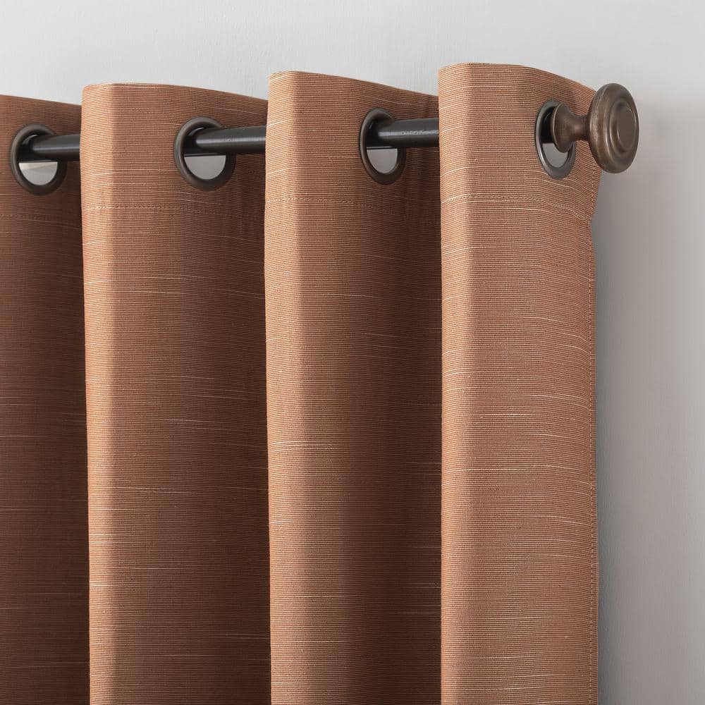 Pecan Brown Linen Blend Blackout Grommet Curtain Panel 50" x 63"