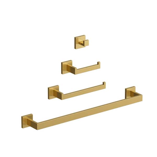 24 in. Wall Mounted Double Towel Bar in Brushed Gold