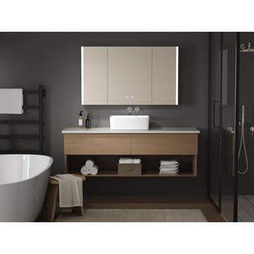 DEERVALLEY 40 in. W x 24 in. H Rectangular Wall Mounted LED Light Bathroom Medicine Cabinet with Mirror, Anti-Fog, Three Doors DV-1VM0241