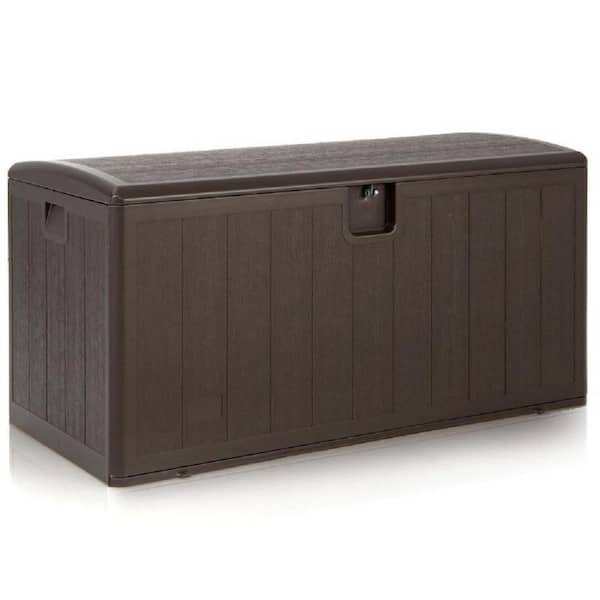 Unbranded Outdoor 105 Gal. Brown All Weather Large Deck Box Lockable Storage Container