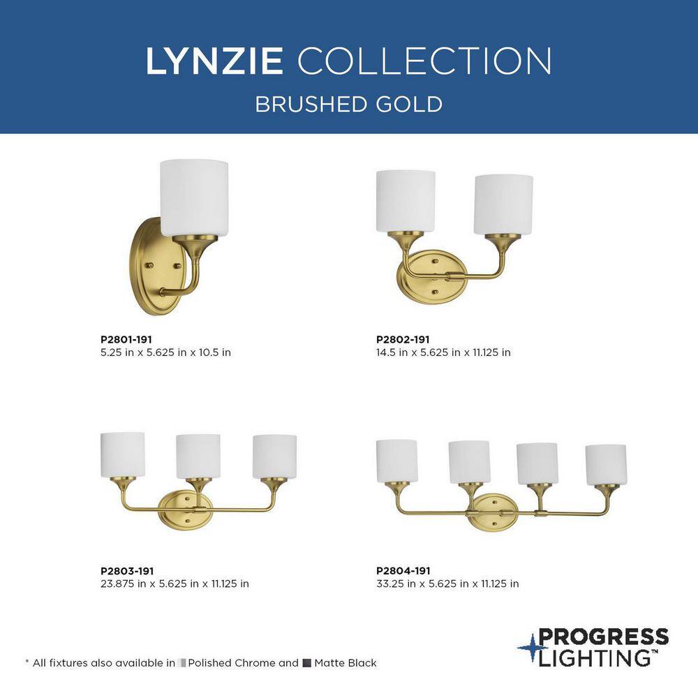Lynzie Brushed Gold 3-Light Dimmable Bath Vanity Light