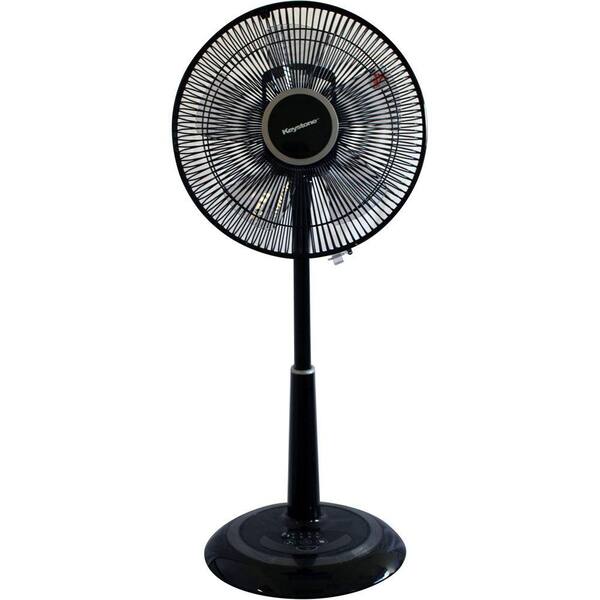 Keystone 12 in. Oscillating Pedestal Fan with Remote Control in Black