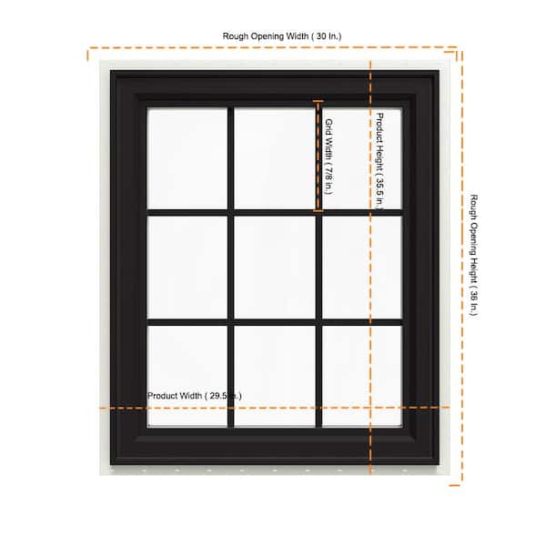 JELD-WEN 30 in. x 36 in. V-4500 Series Black FiniShield Vinyl Left