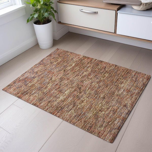 Mayfield Premium Machine Washable Abstract AMF1084 Brown 2 ft. x 3 ft. Area Rug