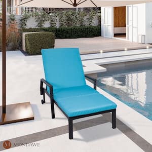 Tige Adjustable Patio Outdoor Chaise Lounge Chair Set with Polyester Blue Cushions Garden