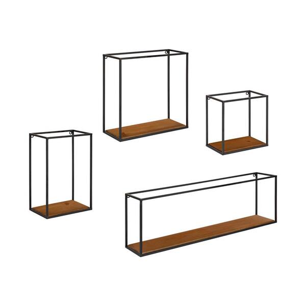 Kate and Laurel Mallory 24 in. x 12 in. x 5 in. Rustic Brown/Black Decorative Wall Shelf
