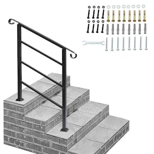 38.3 in. H x 37.8 in. W Black Iron Stair Railing Kit