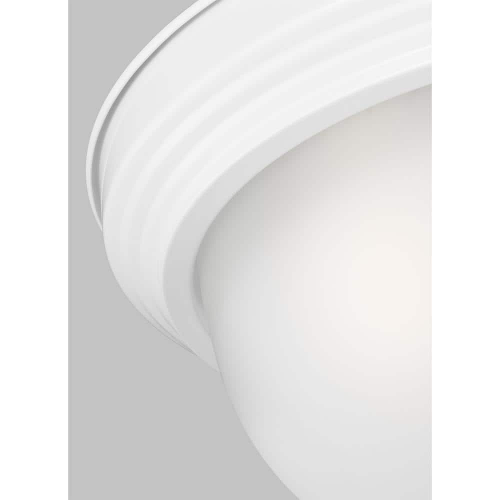Transitional 14.5'' White Glass Bowl Flush Mount Ceiling Light
