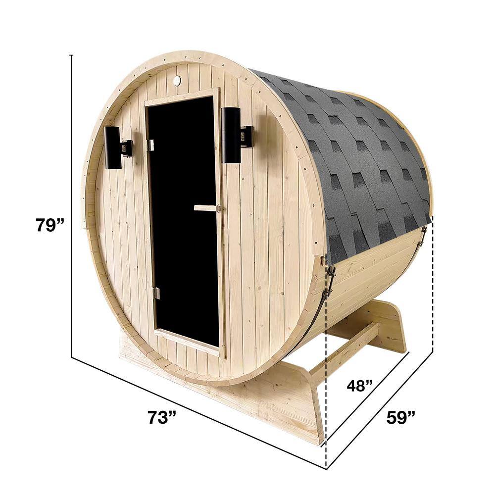 White Pine 4-Person Barrel Sauna with 4.5 kW Heater