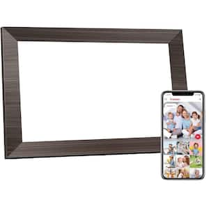 10.1 in. WiFi Digital Picture Frame with IPS Touch Screen, 16GB Storage, Wall Mountable, Auto-Rotate in Deep Brown