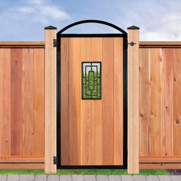 Black Galvenized Steel 6-Board Gate Frame for 36.25 in. W Opening with Removable Arch