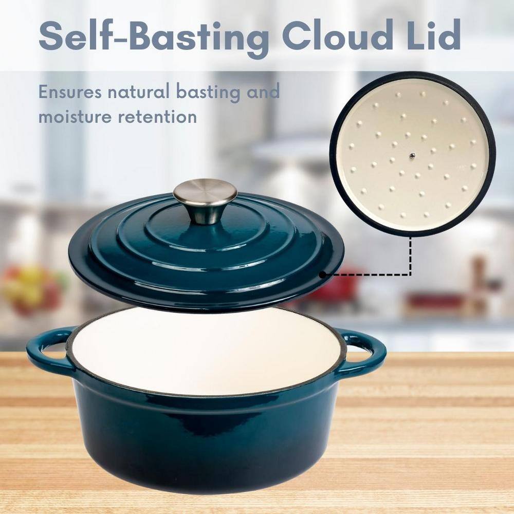 Blue Enameled 2.8 Qt. Cast Iron Dutch Oven