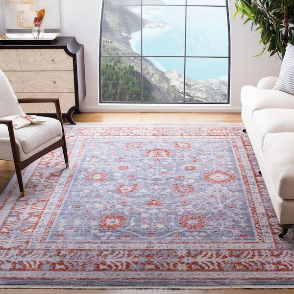 Hellenic 10 ft. x 13 ft. Gray/Rust Border Distressed Area Rug