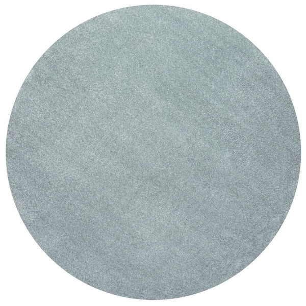 Haze Solid Low-Pile Light Blue 4 ft. Round Area Rug