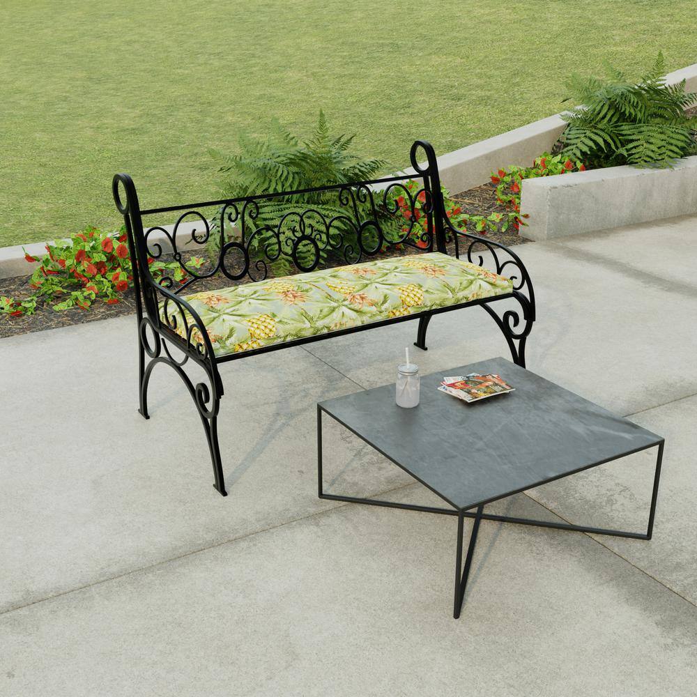 Luau Breeze Pineapple Print Outdoor Settee Swing Bench Cushion