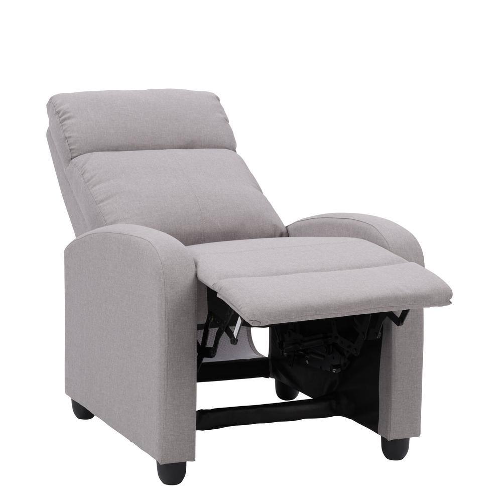 Light Grey Fabric Recliner Accent Chair with Wood Frame