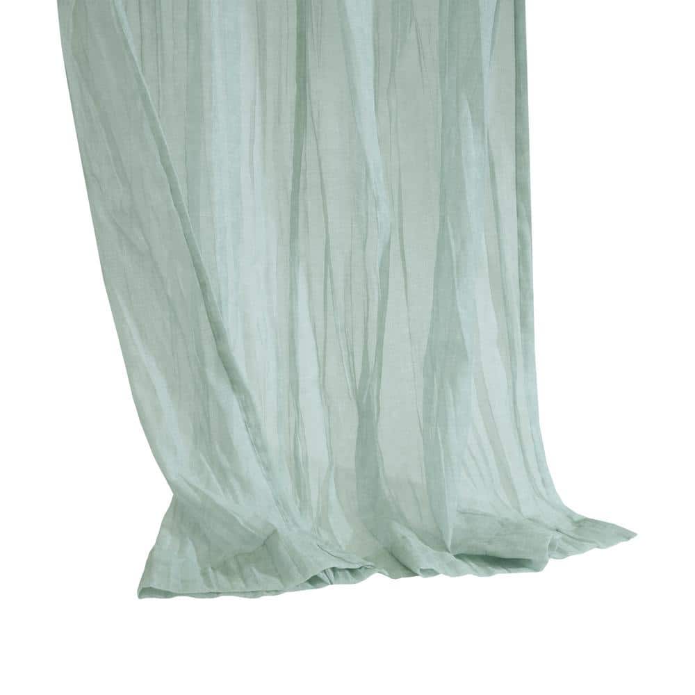 Pale Thyme Sheer Pleated Polyester Rod Pocket Curtains