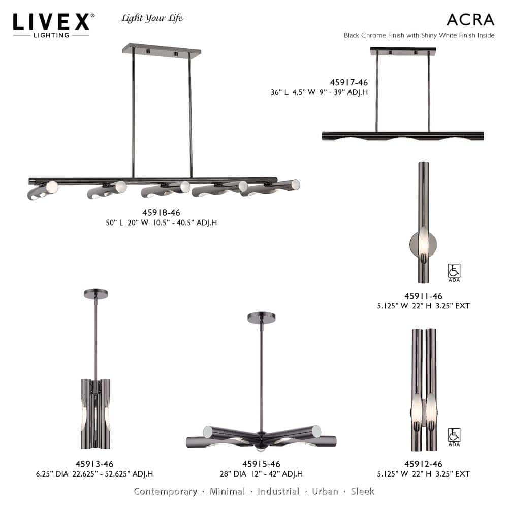 Acra Minimalist 3-Light Black Chrome Pendant Chandelier