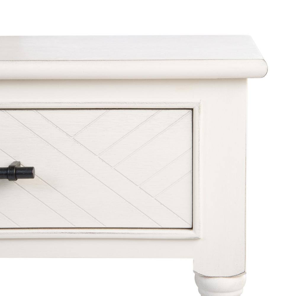 Distressed White Wood Rectangular Storage Accent Table