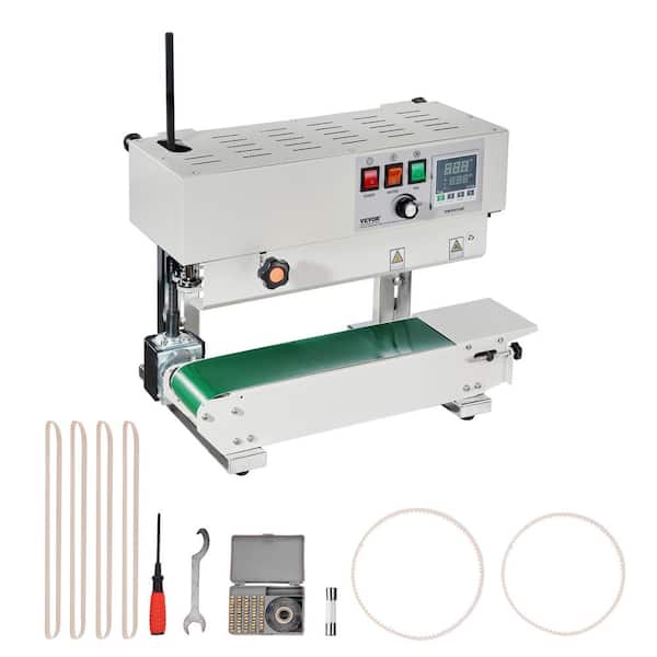 Continuous Bag Band Sealing Machine, White, Food Vacuum Sealer with Digital Temperature Control