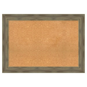 Alexandria Greywash Wood Framed Natural Corkboard 42 in. x 30 in. bulletin Board Memo Board