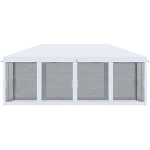 10 ft. x 20 ft. Pop Up Canopy Tent with Netting, Instant Sun Shelter and Carry Bag for Outdoor, Garden in. Cream White